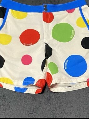 Aussiebum Board Shorts Mens M White Colorful Circles Unlined Swim Trunks Travel
